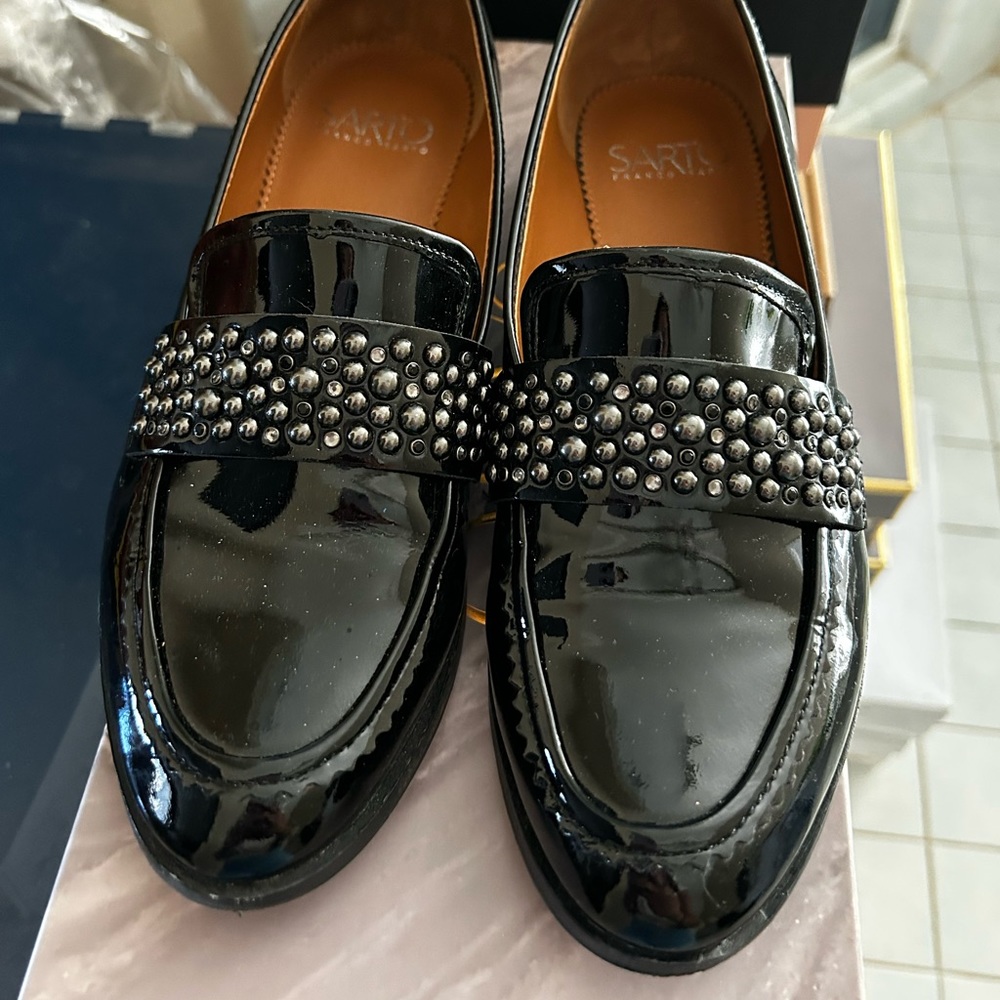 Patent leather loafers worn once